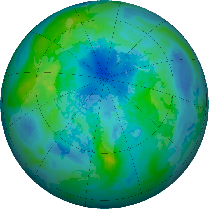 Arctic ozone map for 08 October 2004